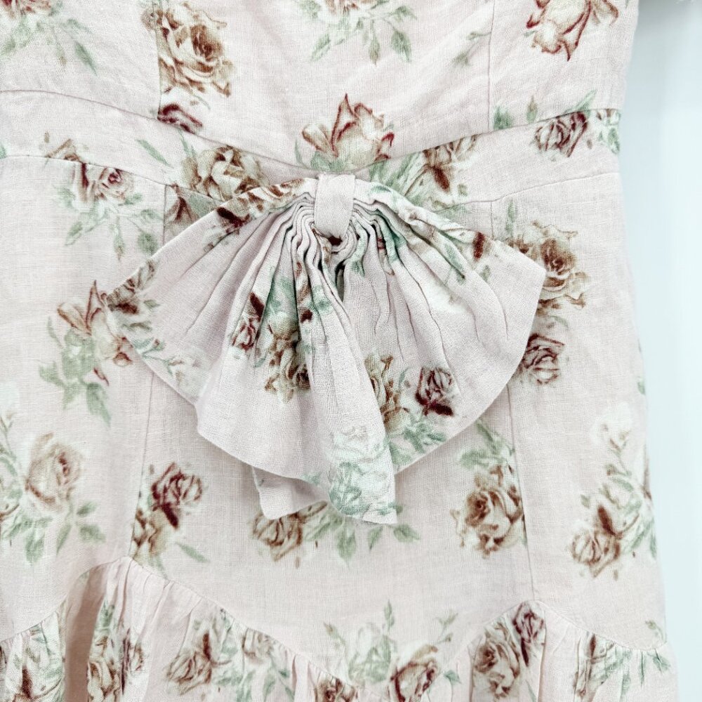 Loveshackfancy Lena Cream linen bow reversible dress vintage floral - Picture 5 of 12